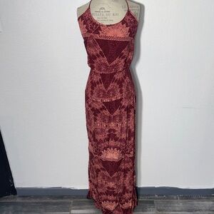 O'Neill Burgundy Geometric Maxi Dress
